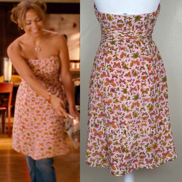 Extremely Rare Vintage Butterfly Dress ASO Charlie Monster In Law Strapless JLO - Picture 2 of 14
